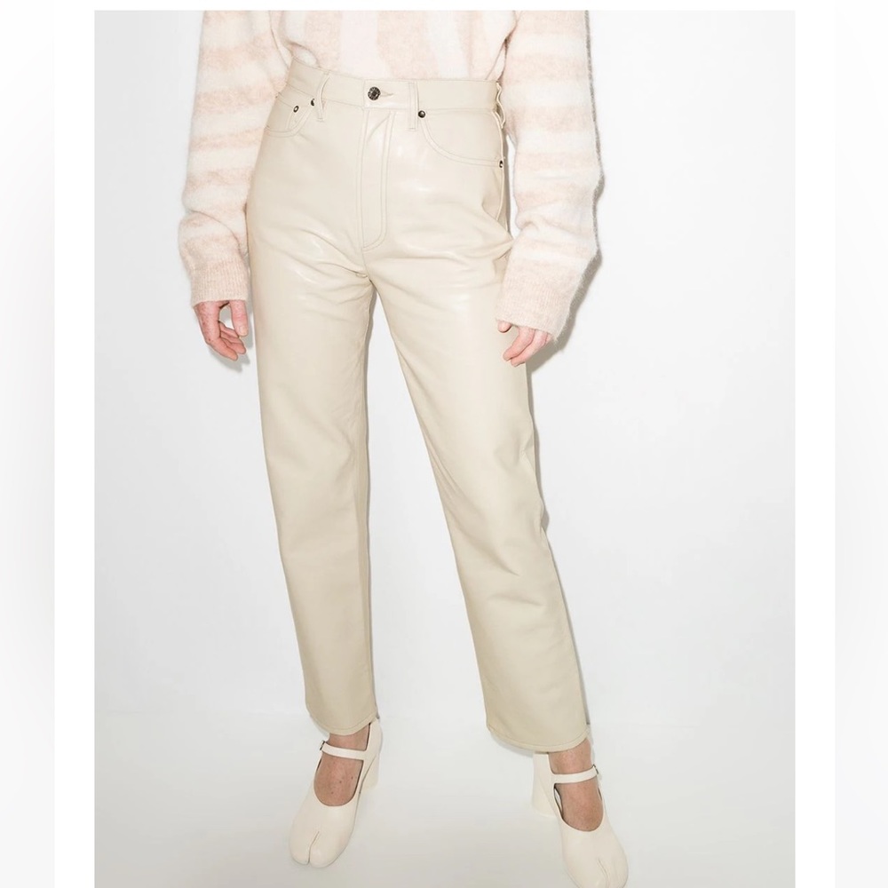 AGOLDE straight leg faux denim cream pants